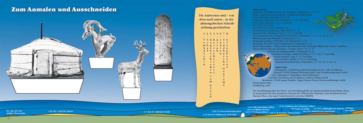 Dchinghis Kahn exibition - Schallaburg - children's catalog designed by ateliers philipp kreidl photo graphik design