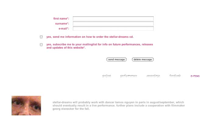 website stellar dreams - music project designed by ateliers philipp kreidl photo graphik design