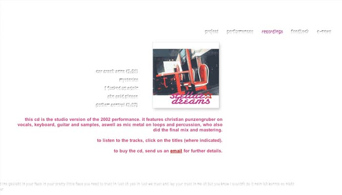 website stellar dreams - music project designed by ateliers philipp kreidl photo graphik design